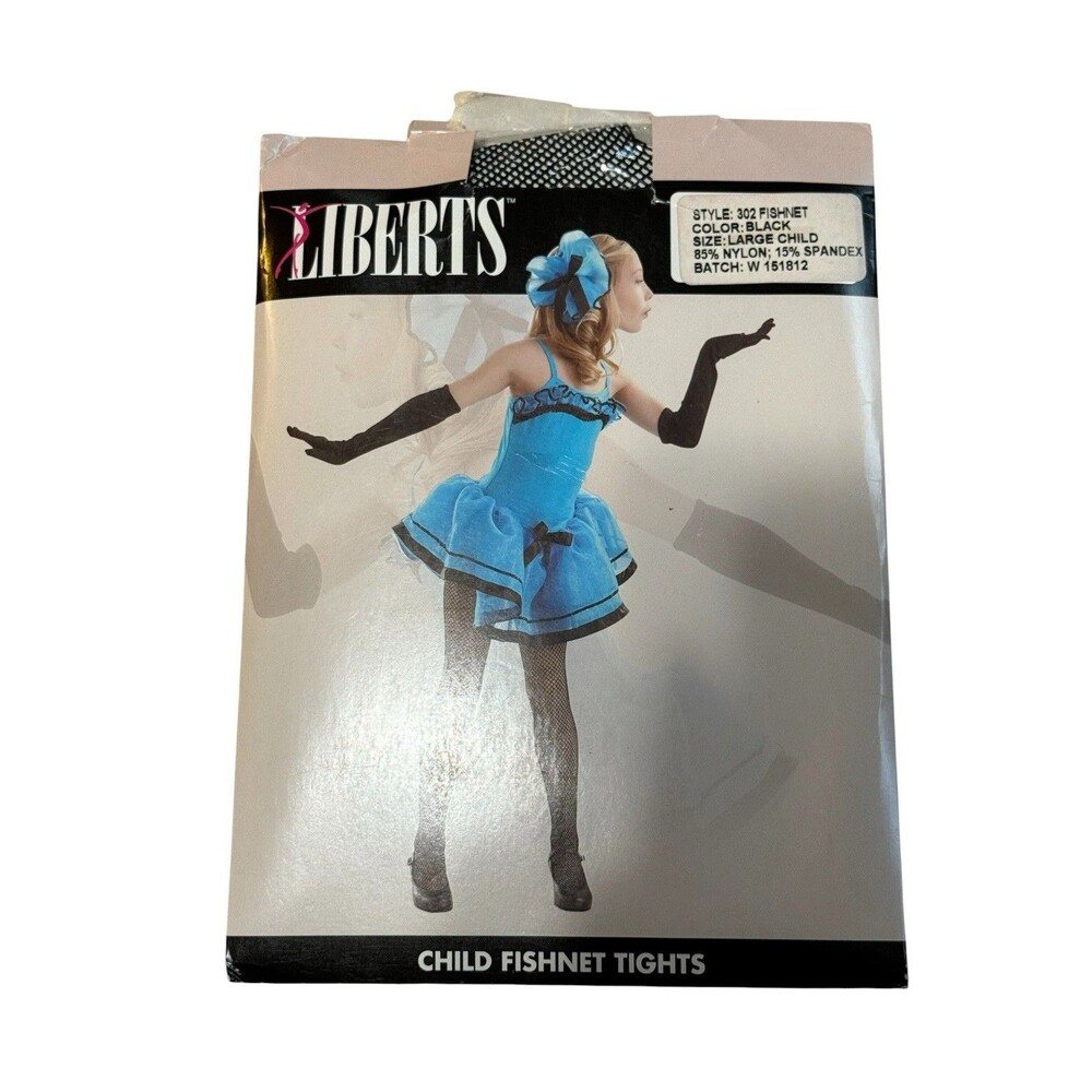 Liberts Child Fishnet Tights Black Large Costume Dance Halloween Style 302
